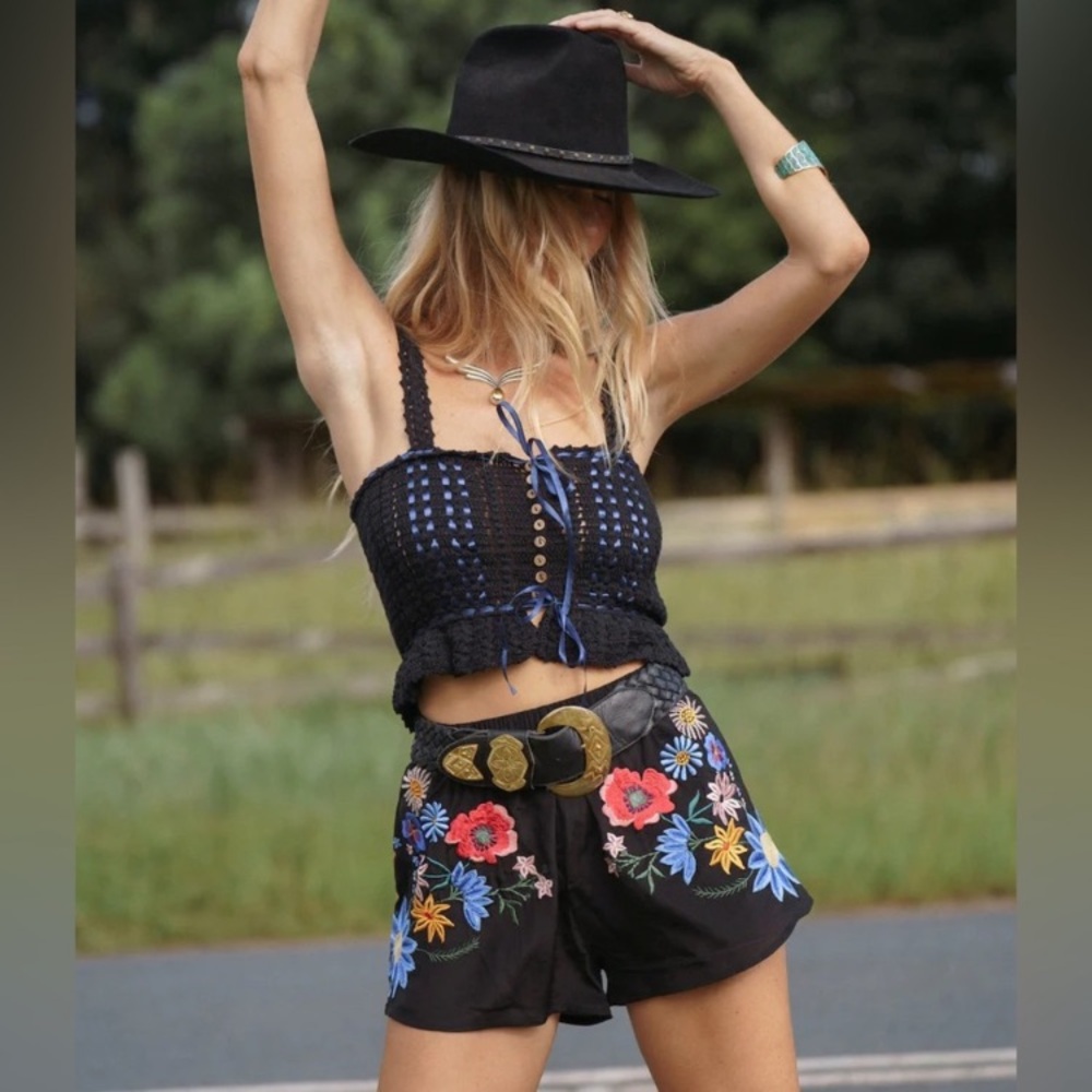 RESERVED💫Chasing Unicorns Every Little Thing She Does Is Magic Silk Crepe Shorts